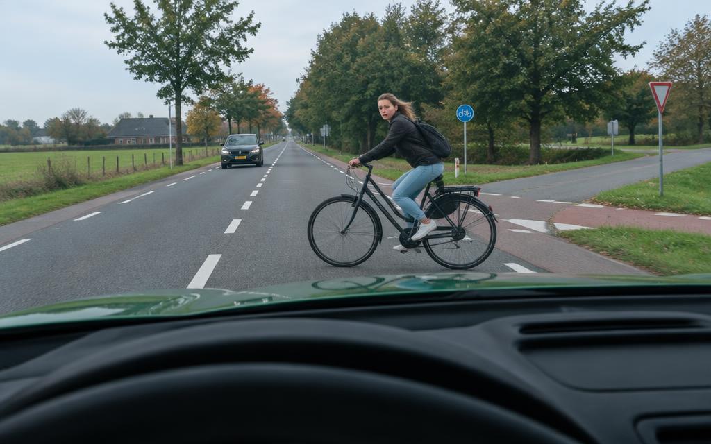 Plotseling overstekende fietser voor de Urus