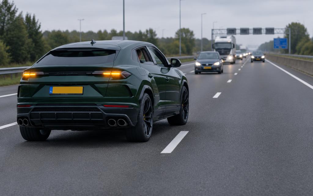 Urus met pech op een rijstrook